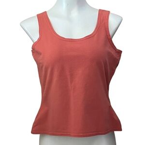 Cut Loose Womens Large Stretch Cotton Blend Sleeveless Top Coral Made in USA Vtg